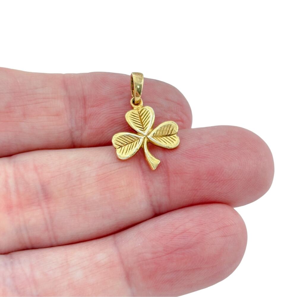 Gold Vermeil Sterling Silver 925 Shamrock Clover Pendant